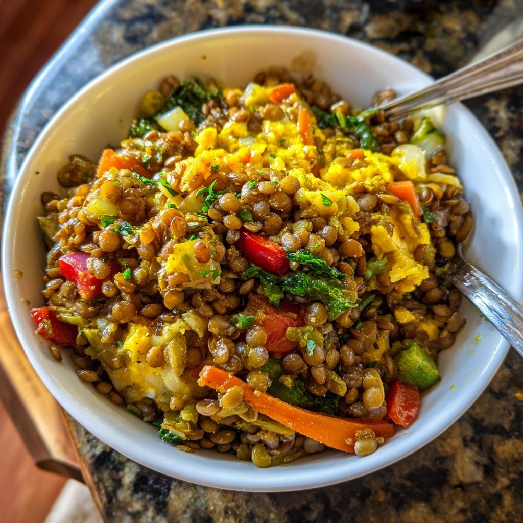 High Protein Lentil Rice Bowl