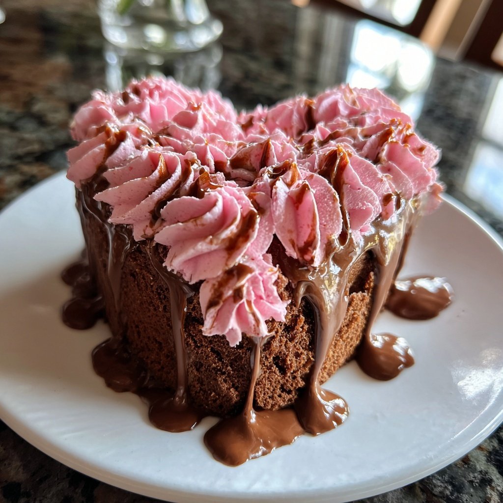 Mini Heart Cake with Chocolate Strawberry Cream