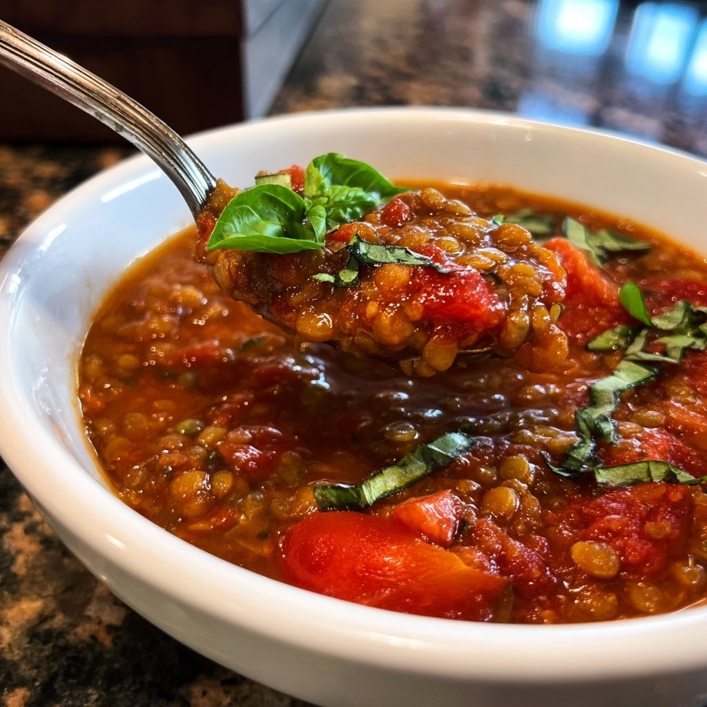 Healthy Crockpot Tomato Lentil Soup