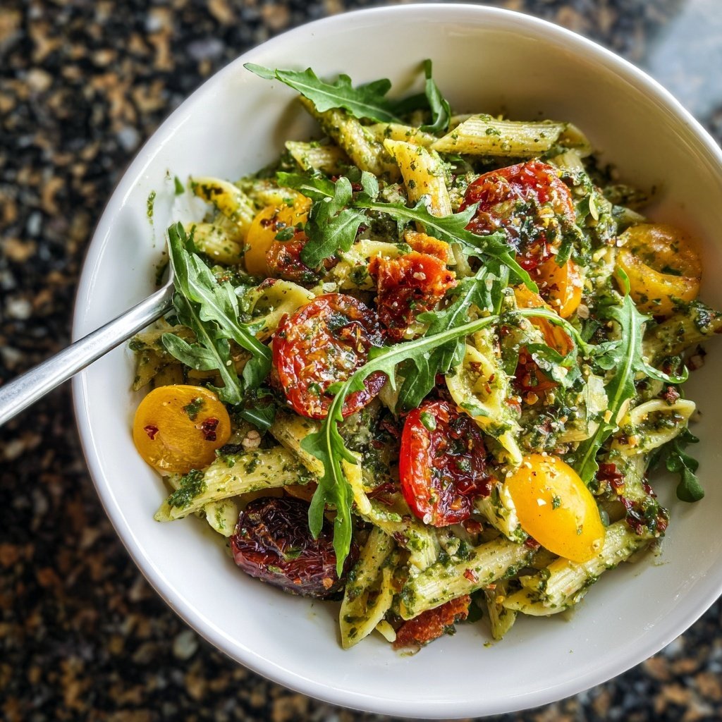 Healthy Lunch Pesto Pasta Salad